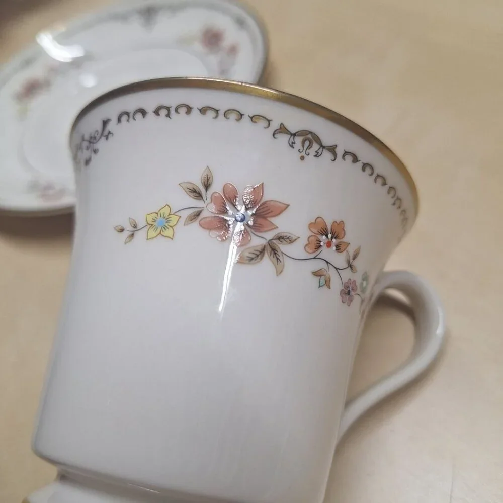 Gorham Long Meadow China Teacup Saucer Replacement 6.4 Inch Gold‎ Flowers USA